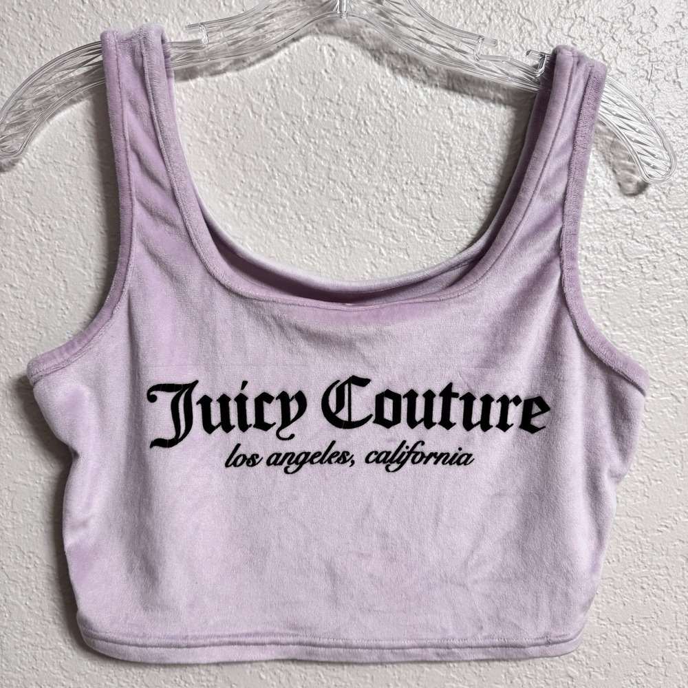 Juicy Couture Velour‎ Crop Tank Small Lavender Y2K Coquette Lounge Top